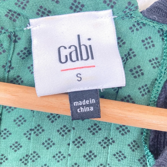 Cabi Get Together Sweater Small Chiffon Back Black and Green 100% Cotton - Picture 14 of 16